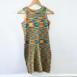 Neon knit multi colored mini dress size small